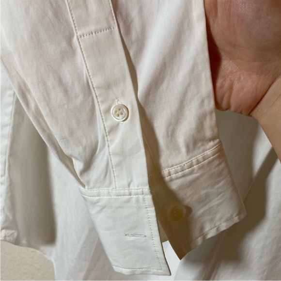 Theory White Magena Drawstring Utility Long Sleeve Button Down Shirt Sz M - Picture 5 of 7